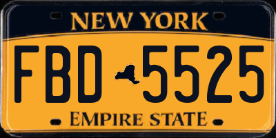 NY license plate FBD5525