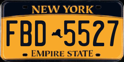 NY license plate FBD5527