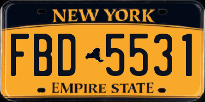 NY license plate FBD5531