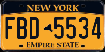 NY license plate FBD5534