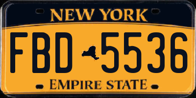 NY license plate FBD5536