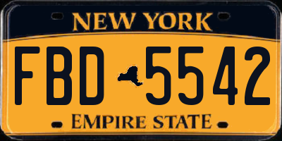 NY license plate FBD5542