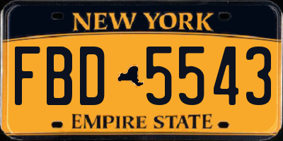 NY license plate FBD5543