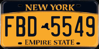 NY license plate FBD5549