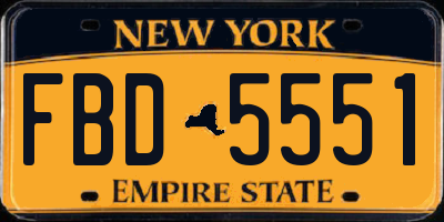 NY license plate FBD5551