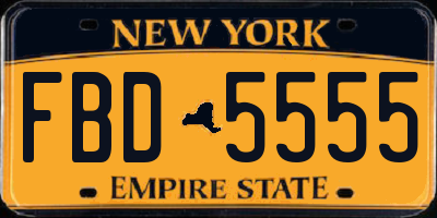 NY license plate FBD5555