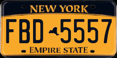 NY license plate FBD5557