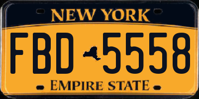 NY license plate FBD5558