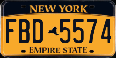 NY license plate FBD5574