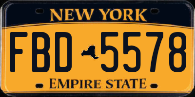 NY license plate FBD5578