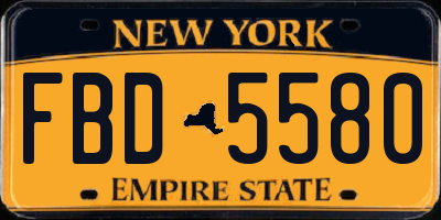 NY license plate FBD5580