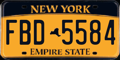 NY license plate FBD5584