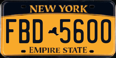 NY license plate FBD5600