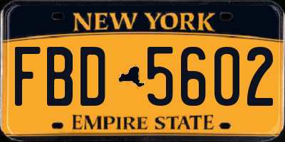 NY license plate FBD5602