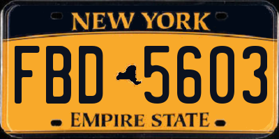 NY license plate FBD5603