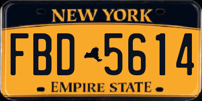 NY license plate FBD5614