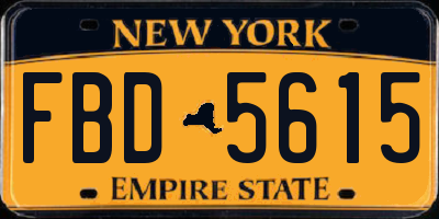 NY license plate FBD5615