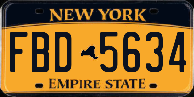 NY license plate FBD5634