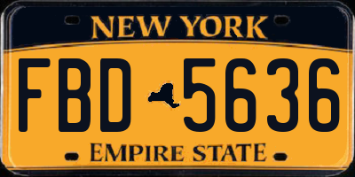 NY license plate FBD5636