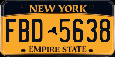 NY license plate FBD5638