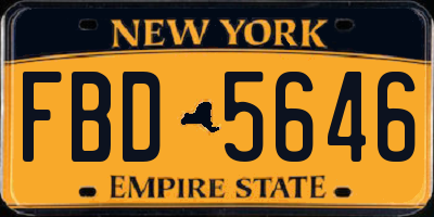 NY license plate FBD5646