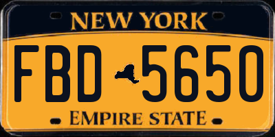 NY license plate FBD5650