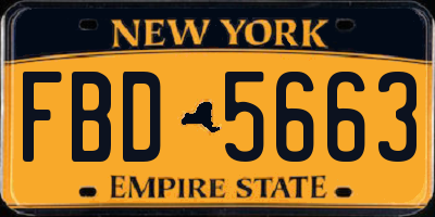 NY license plate FBD5663