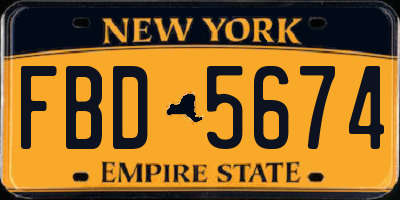 NY license plate FBD5674