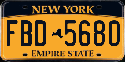 NY license plate FBD5680