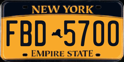 NY license plate FBD5700