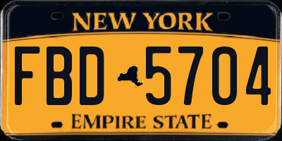 NY license plate FBD5704
