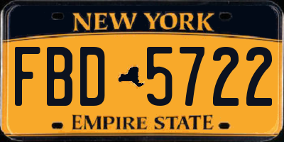 NY license plate FBD5722