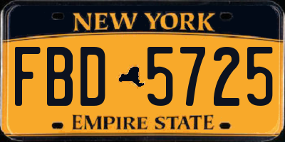 NY license plate FBD5725