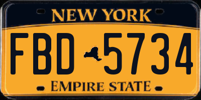NY license plate FBD5734