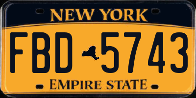 NY license plate FBD5743