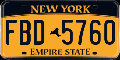 NY license plate FBD5760