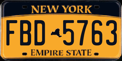 NY license plate FBD5763