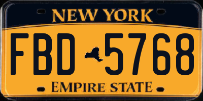 NY license plate FBD5768