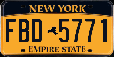 NY license plate FBD5771