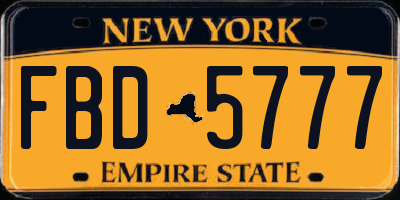 NY license plate FBD5777