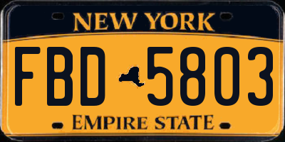 NY license plate FBD5803