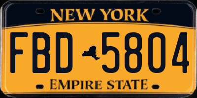 NY license plate FBD5804