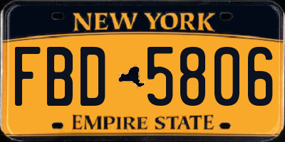 NY license plate FBD5806