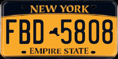 NY license plate FBD5808