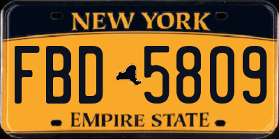 NY license plate FBD5809
