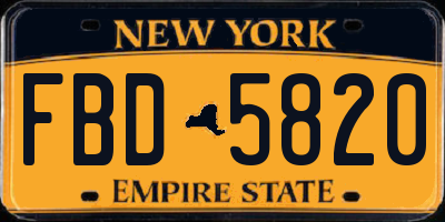 NY license plate FBD5820