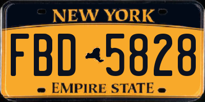 NY license plate FBD5828