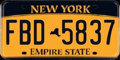 NY license plate FBD5837