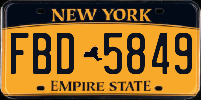 NY license plate FBD5849