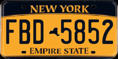 NY license plate FBD5852